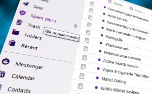 Screenshot of spam folder
