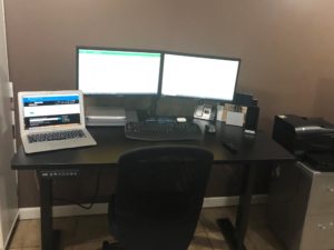 new standing desk home office organizing