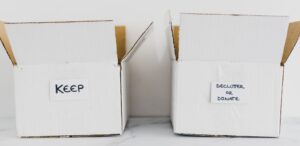 Decluttering Donate boxes
