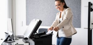 woman office printer